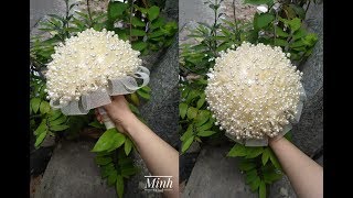 Hướng dẫn làm bó hoa cưới từ cuộn hạt và ruy băng - Wedding Bouquet - MS06