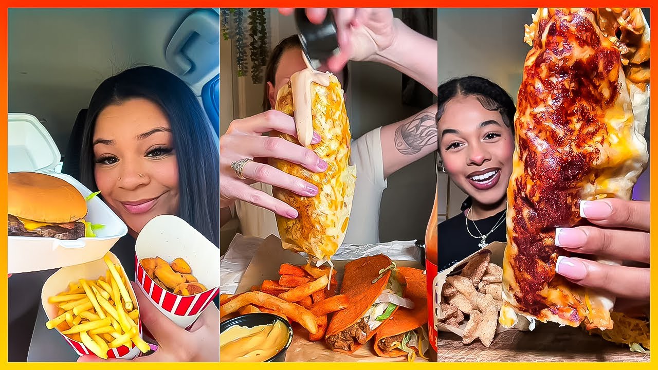 TikTok Mukbang Compilation #17 | Taco Bell, Freddy’s Burger, Grilled Cheese Burrito, Nacho Fries...