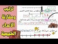 ترتيب ومقارنة الاعداد الطبيعية للصف الخامس الابتدائي | خط الاعداد وطريقة السرد |