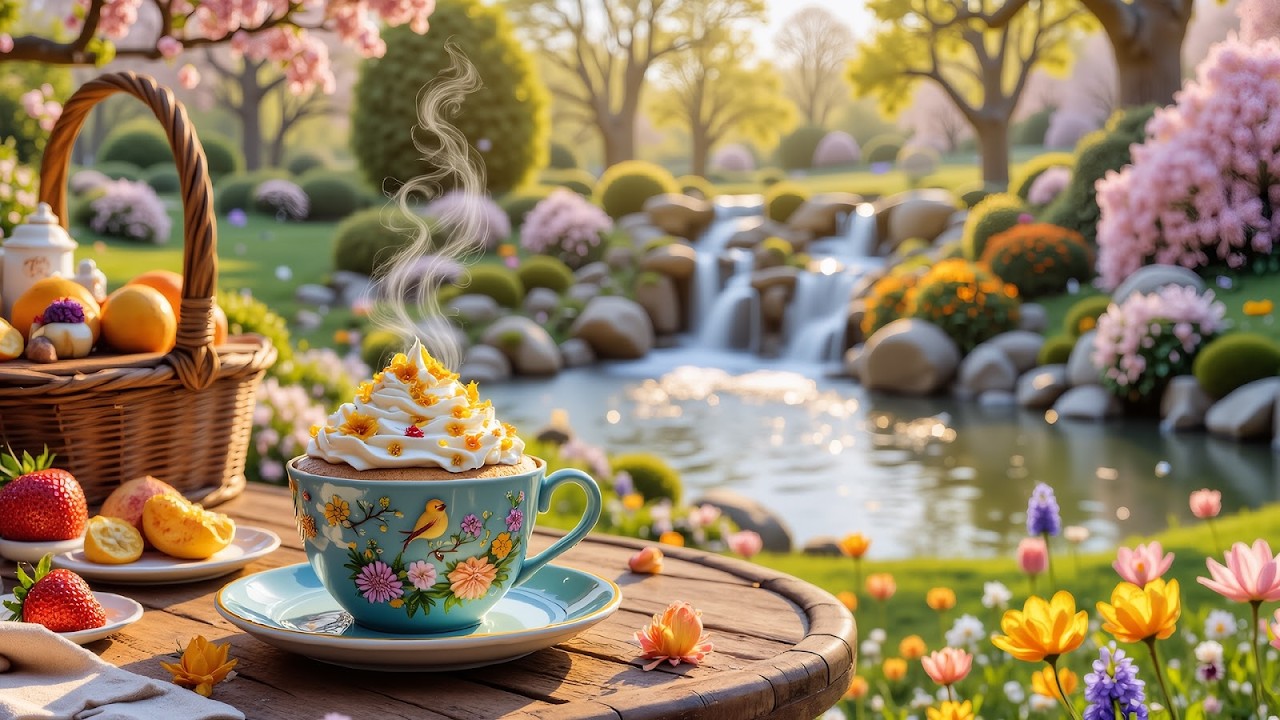 Cozy Spring Morning by the Lake 🌸 Calm & Relaxing Spring Jazz Music with Bird Sounds