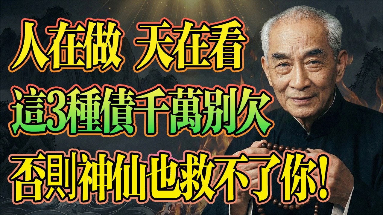 南懷瑾開示：「人在做，天在看」千萬別欠下這3種債，否則神仙也救不了你！#南懷瑾 #因果報應 #佛學智慧 #祖先業債 #積福改命 #情感 #佛學 #六道輪回 #因果 #輪迴