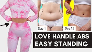 EASY standing workout to burn side belly fat, lose love handles, get smaller waist. No jumping