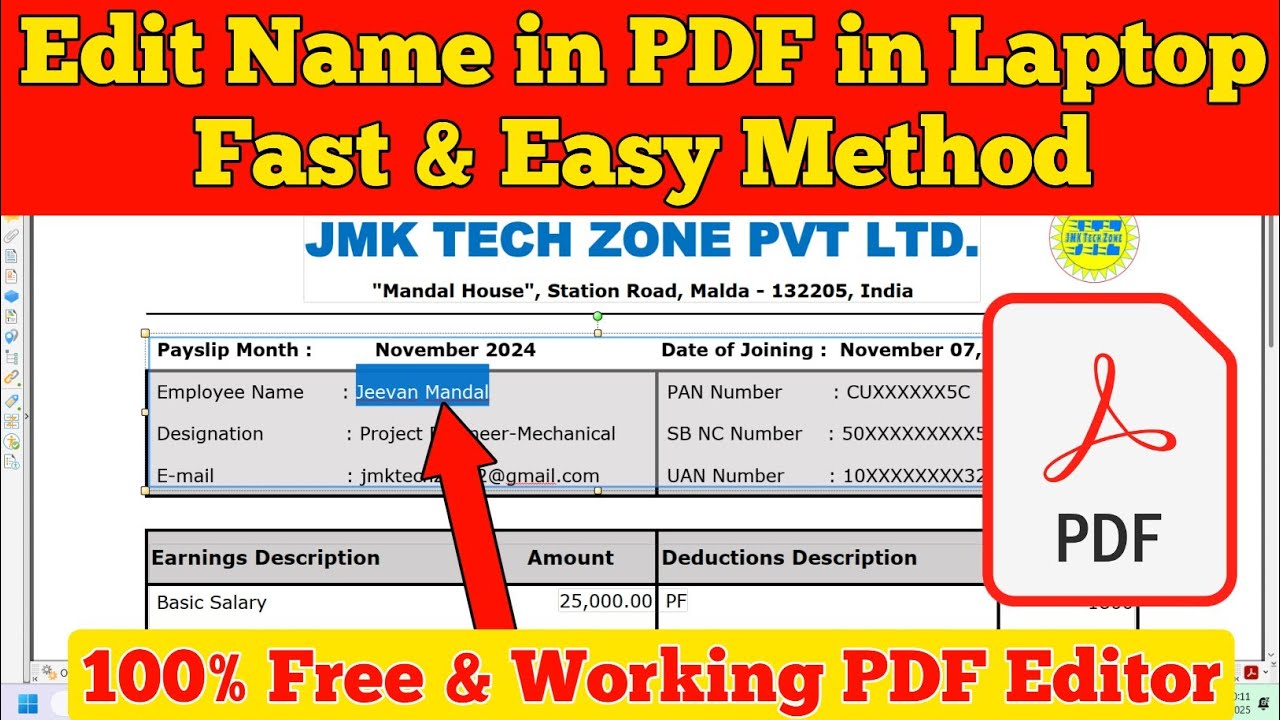 How to Edit Name in PDF File in Laptop for Free in Just 1 Minute
