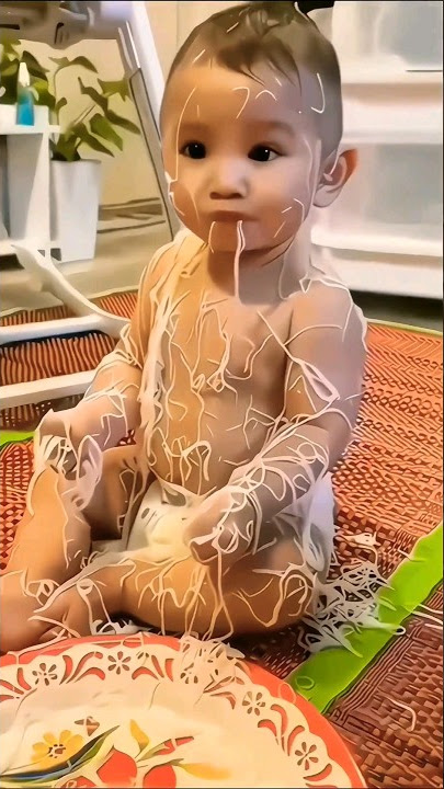Cute Baby Eating Noodles 🍜#cute #baby #noodles#shorts