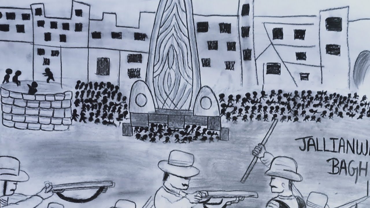 Jallianwala Bagh Massacre drawing for beginnerseasy and simple Jallianwala  Bagh Hatyakand drawing  YouTube