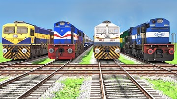 6 DIESEL TRAINS BACK TO BACK CROSSING ON BUMPY FORKED RAILROAD TRACKS | Train Simulator 2022 #train