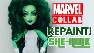 Marvel Collab! Repaint She-Hulk | Monster High Ooak