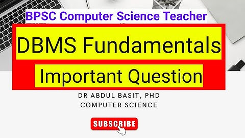 DBMS Fundamentals | BPSC Computer Science Teacher |  Most Important Question | Stet Computer science