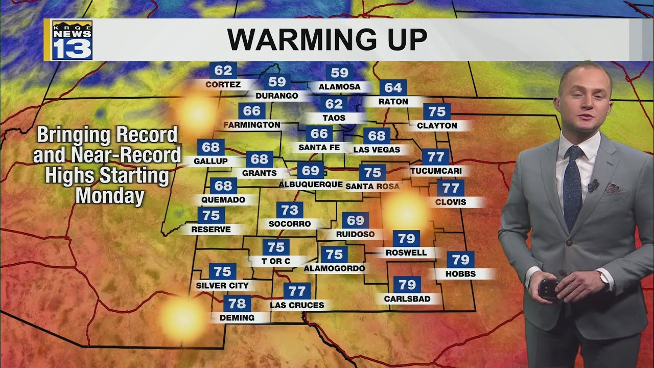 Much warmer weather moving into New Mexico - YouTube
