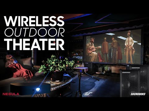 WIRELESS Outdoor Theater Setup | Nebula Solar Portable | New SOUNDBOKS | Elite Screens Yard Master 2