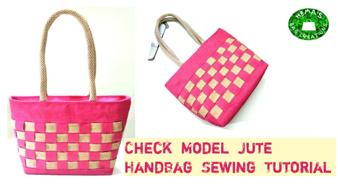 DIY Check Model Jute HandBag Making At Home/Designer Jute HandBag Sewing With Simple Steps 
