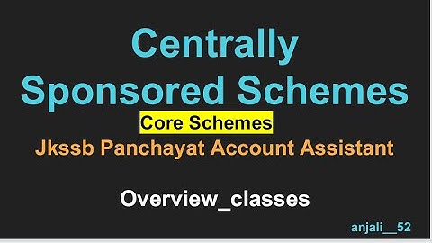 Centrally Sponsored Schemes//Part-3//Core Schemes//#jkssb#finance#account#assistant