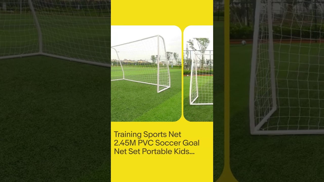 Training Sports Net 2.45M PVC Soccer Goal Net Set Portable Kids Outdoor  White