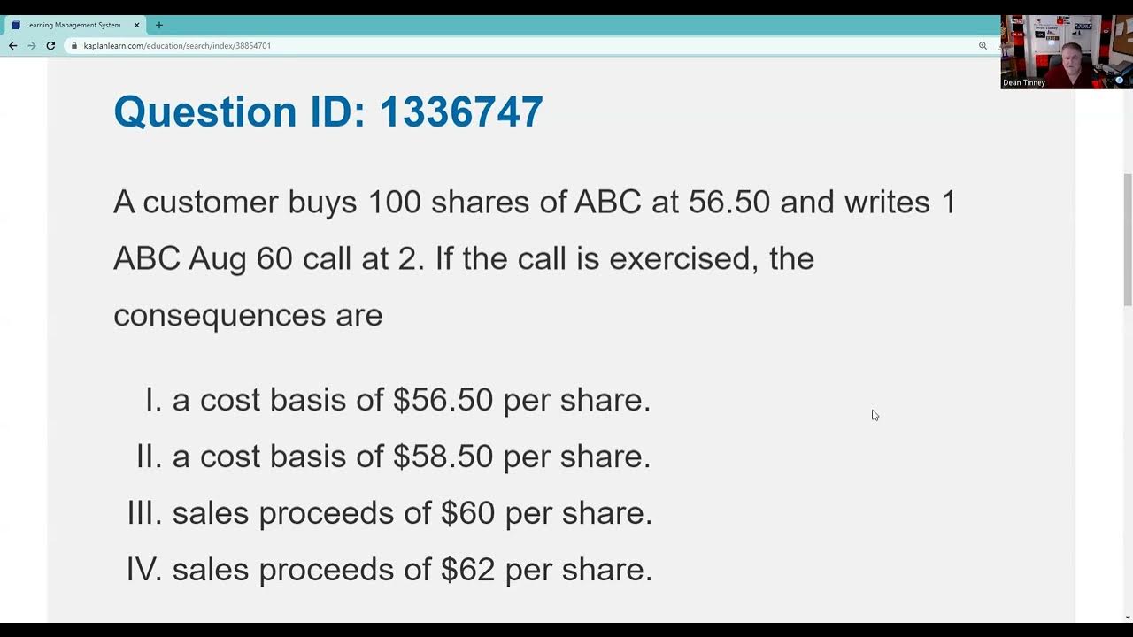 Series 7 Exam Prep Cost Basis and Sales Proceeds in a Covered Call