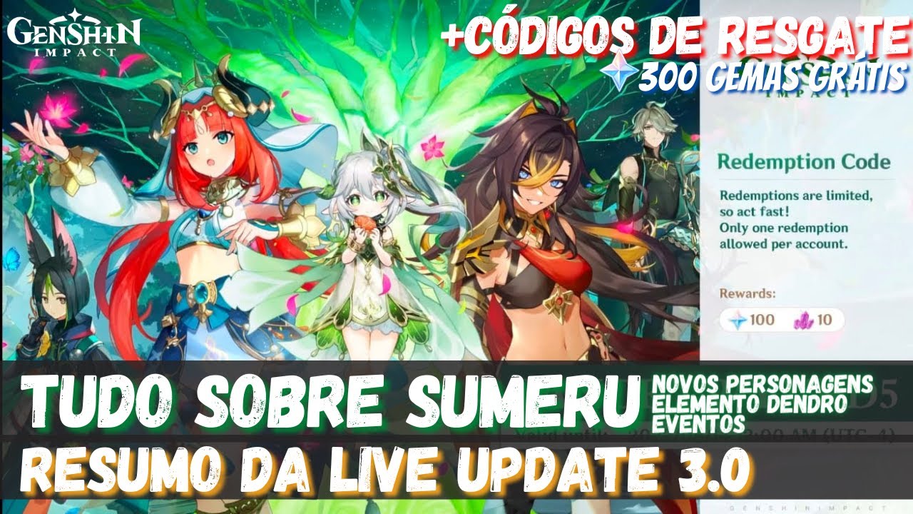 Dois novos códigos de resgate para a versão 3.3 de Genshin Impact