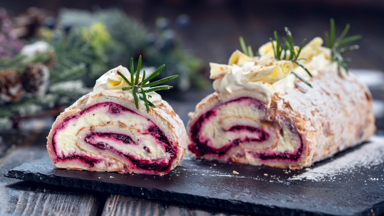 Cranberry White Chocolate Meringue Roll | Home Cooking Adventure