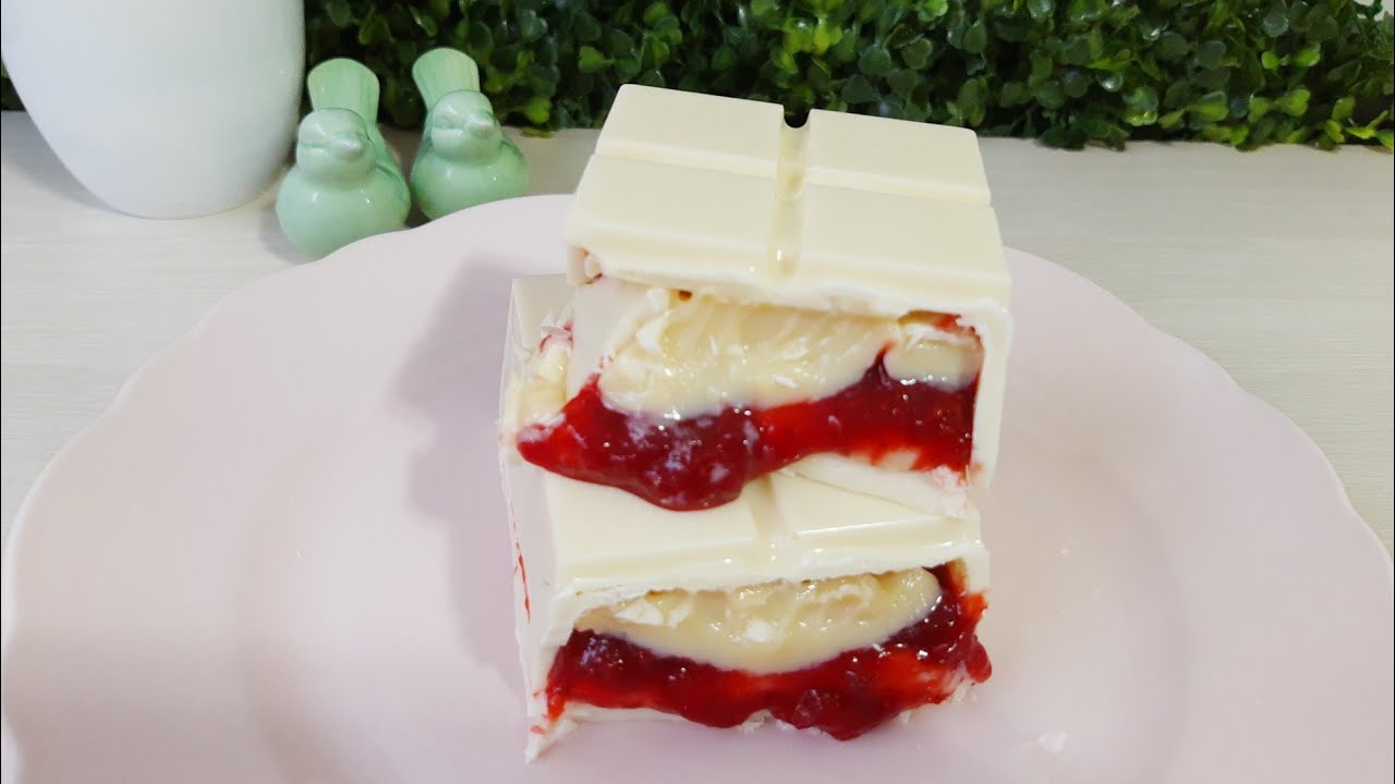 Barra de Chocolate Recheada- Ninho e Geleia de Morango- uma delícia!