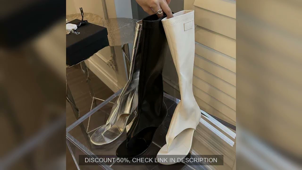 Eilyken Clip Toe Low Heels Knee High Boot Sandals Woman Fashion Zipper Banquet Summer Shoes Designer