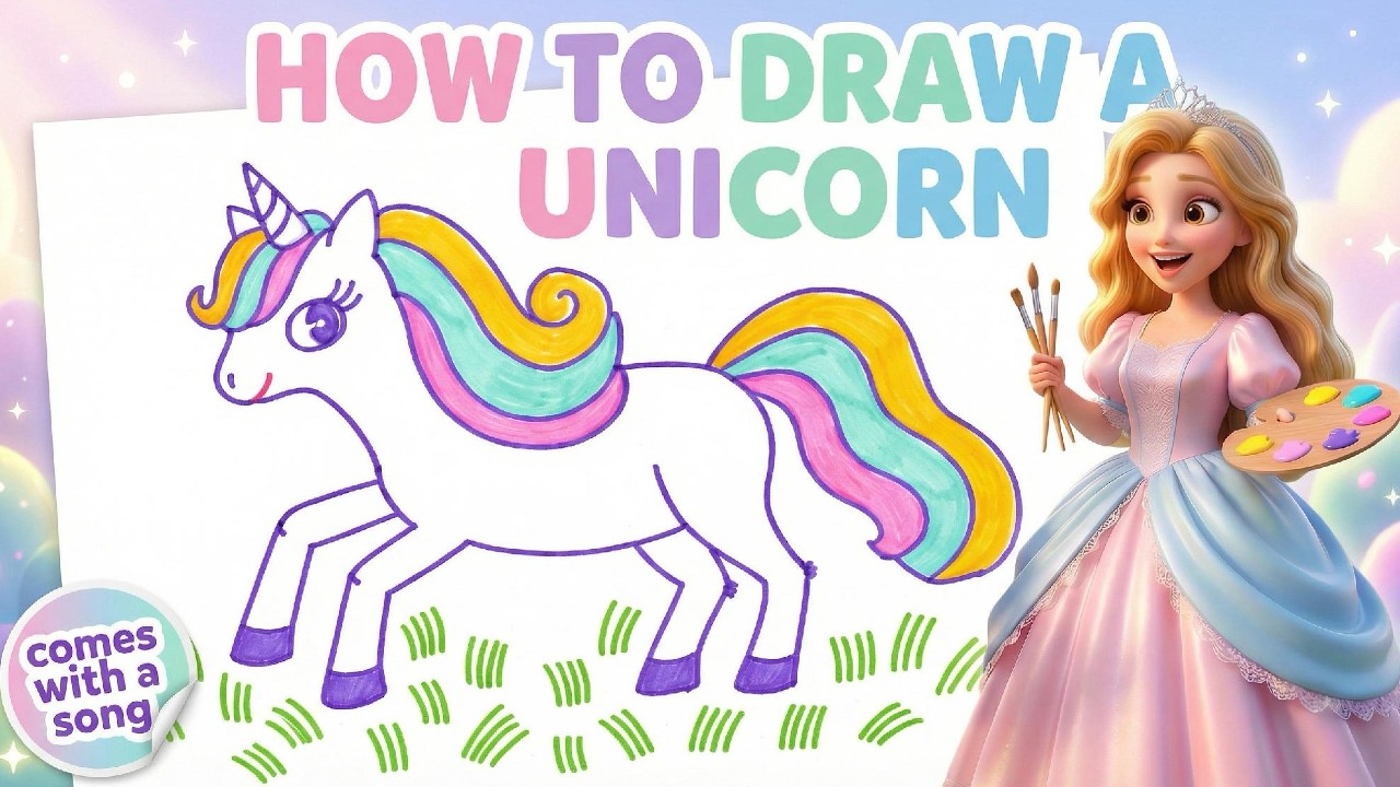 How to Draw a Unicorn | Draw and Sing with Princess Luma