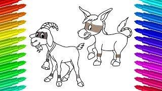 Donkey and Goat How to Draw Coloring Pages for Kids