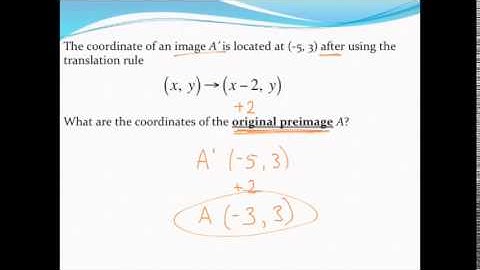 Using a translation rule to find coordinates of a preimage (Working backwards)