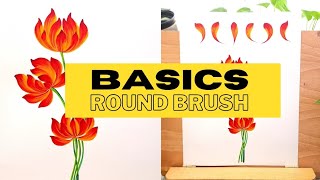 + ♥ EASY and Simple BASICS of ROUND BRUSH Technique Acrylic Painting Flowers