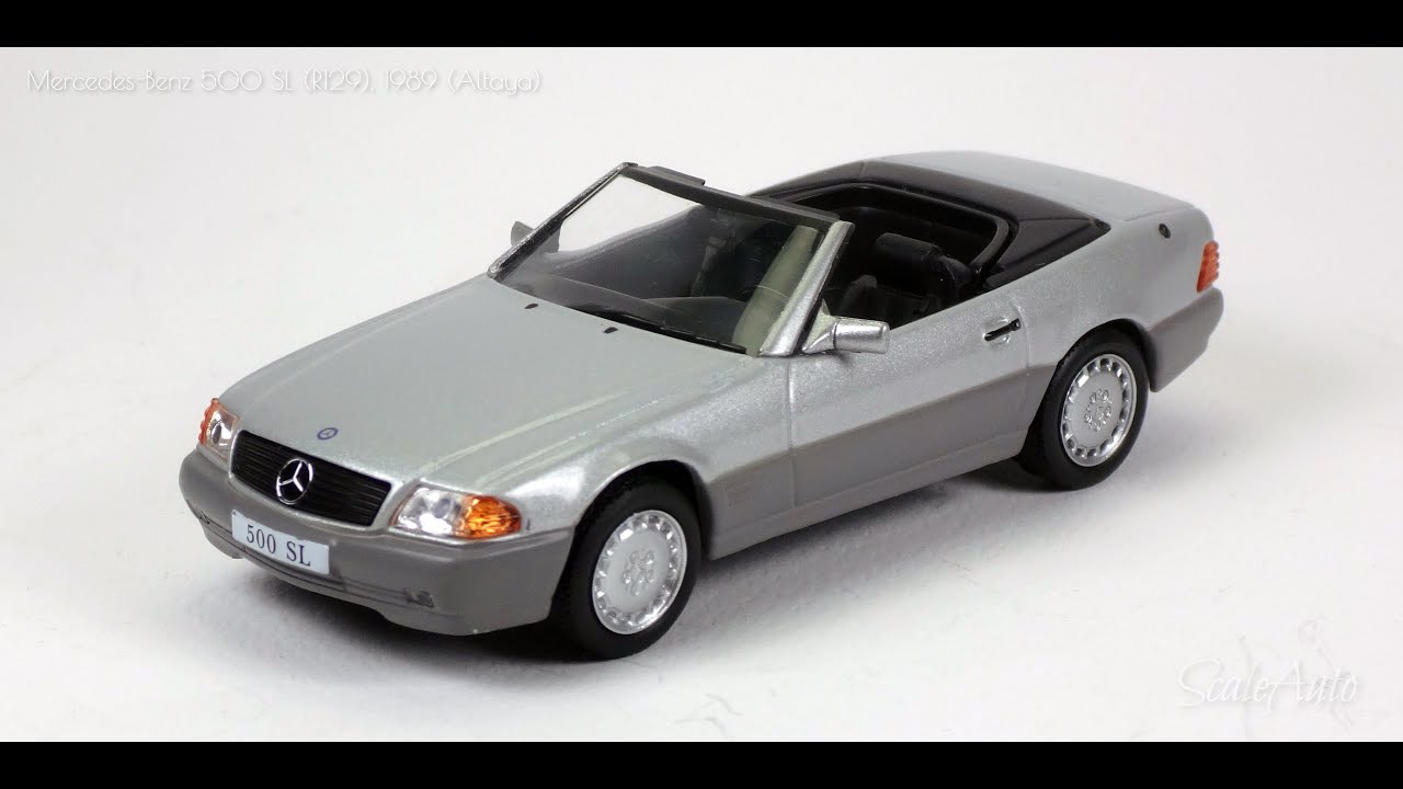 Maisto 1:18 Mercedes-Benz SL 500 Cabriolet, 1989, Gris Argent, Sans Boîte, Occasion