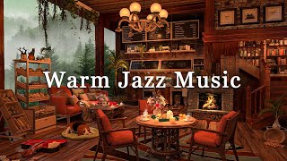 Warm Jazz Music at Cozy Coffee Shop Ambience in Rainy Night City ☕ Rainy Jazz Music for Unwind, Calm