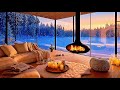Winter Cabin Ambience | Snow Falling, Cozy Fire &amp; Warm Lighting / Deep Relaxation in 4K