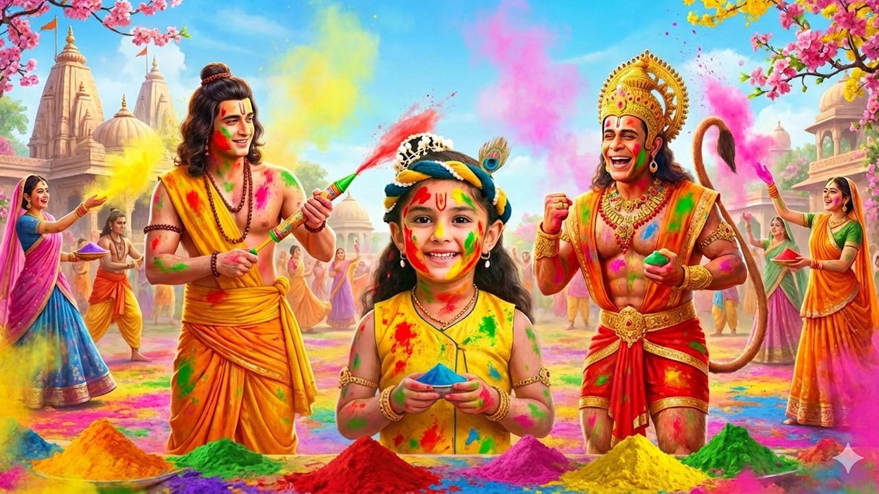 प्रभु श्री राम हनुमान जी के साथ कान्हा से होली खेलने वृन्दावन आये | #यशोमतीमैय्याकेनंदलाला