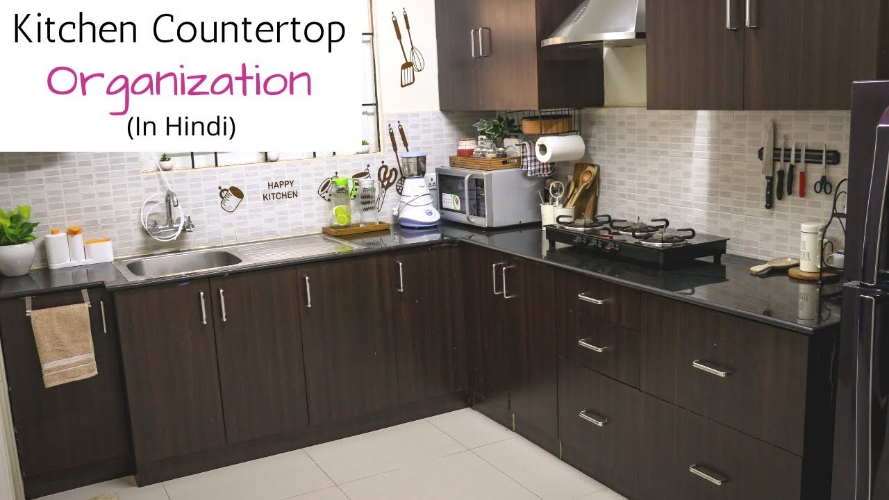 Small Kitchen Countertop Organization In Hindi With English