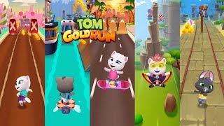 Talking Tom Gold Run Candyland vs Venice Canals vs Skateboard vs Flying vs Lost City Gameplay