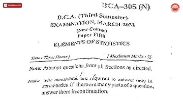 BCA 3RD SEM ELEMENTS OF STATISTICS BCA N MAR 2021 | CSJMU