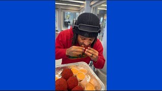 Food critic Keith Lee tries boudin balls fried in Hot Cheetos crust from Houston business