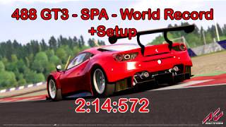 Settings: spa francorchamps ferrari 488 gt3 temperature 10/14c 13:00h
clear 100% grip *track limits managed by rsr live timing app world
record lap 01/09/201...