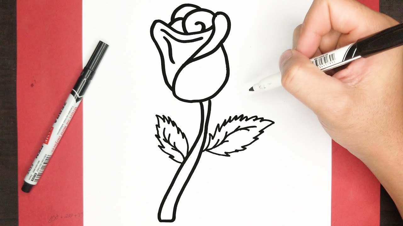 HOW TO DRAW A ROSE FOR VALENTINE GIFT, DRAW FOR VALENTINE DAY - YouTube