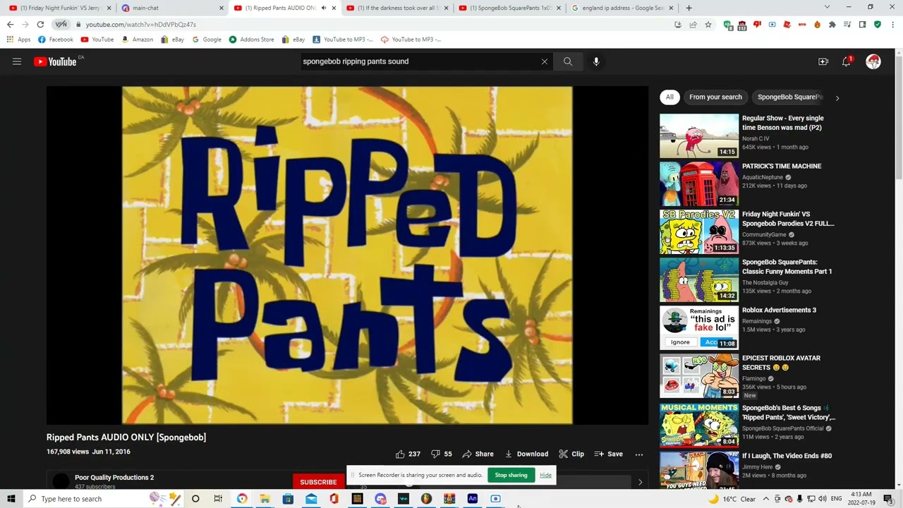 Spongebob RIP sound effect (ripped pants) YouTube