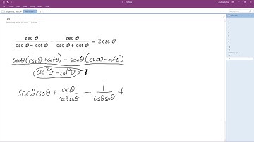 Verify sec(x)/(csc(x) - cot(x)) - sec(x)/(csc(x) + cot(x)) = 2csc(x)