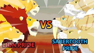 Sabertooth Tiger Pride vs Barbary Lion Pride | Modern vs Prehistoric Animals [S1] | Animal Animation