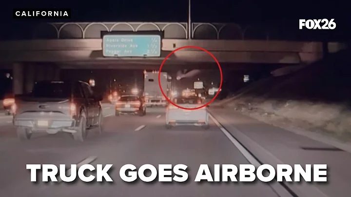 Wild video shows pickup go airborne, crashes onto Southern California freeway below