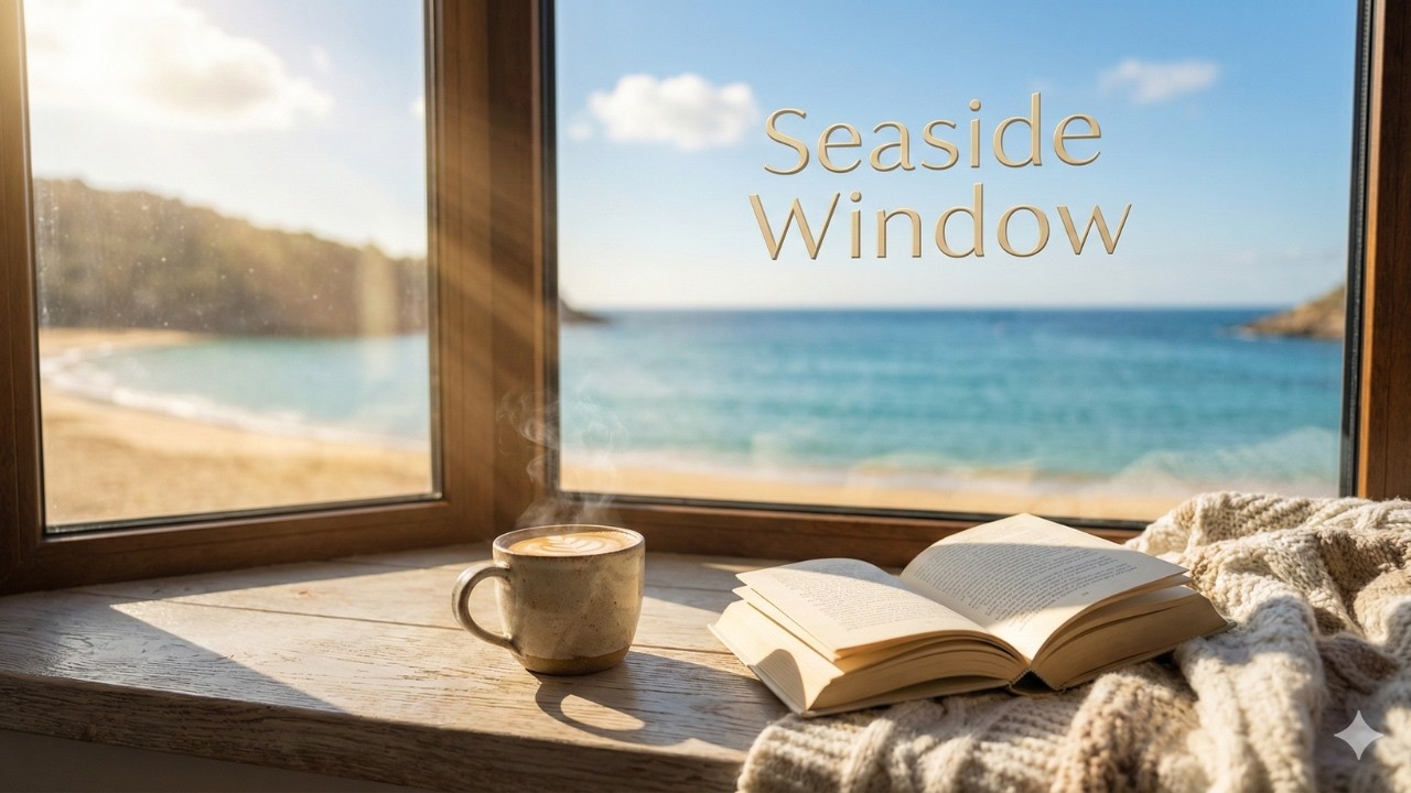 Relaxing Seaside Window View with Coffee ☕🌊 | Gentle Acoustic Music