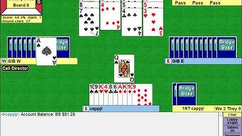 Bridge Base Online   Tournaments   Table 32   #9000 ACBL Robot Duplicate 12 Boards   Matchpoints 202