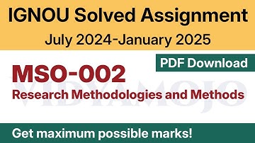 IGNOU MSO 002 Solved Assignment 2024-25 PDF Download | English Medium | Vidyamojo