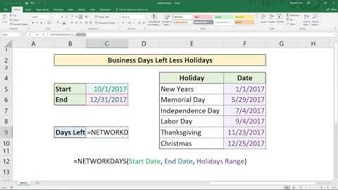 Calculate Business Days Left Excluding Holidays