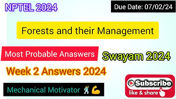Forests and their Management  | Week 2 Quiz | Assignment 2 Solution | NPTEL | SWAYAM 2024