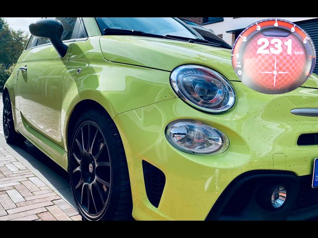 Fiat 500/595 Abarth TOP SPEED DRIVE ON GERMAN AUTOBAHN *Dragy acceleration  0-100/100-200 km/h 