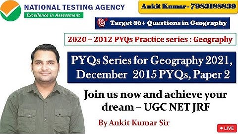 December 2015 Paper 2 PYQs, Part 1 |Geography | NTA UGC NET/GIC/Assist. Prof. 2021 | Ankit Kumar Sir