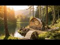 Building a Tiny Wooden Hideout Near the River in the Forest