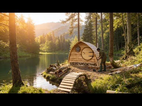 Building a Tiny Wooden Hideout Near the River in the Forest thumbnail