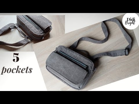 Velvet Crossbody Bag with many pockets. Multi pocket